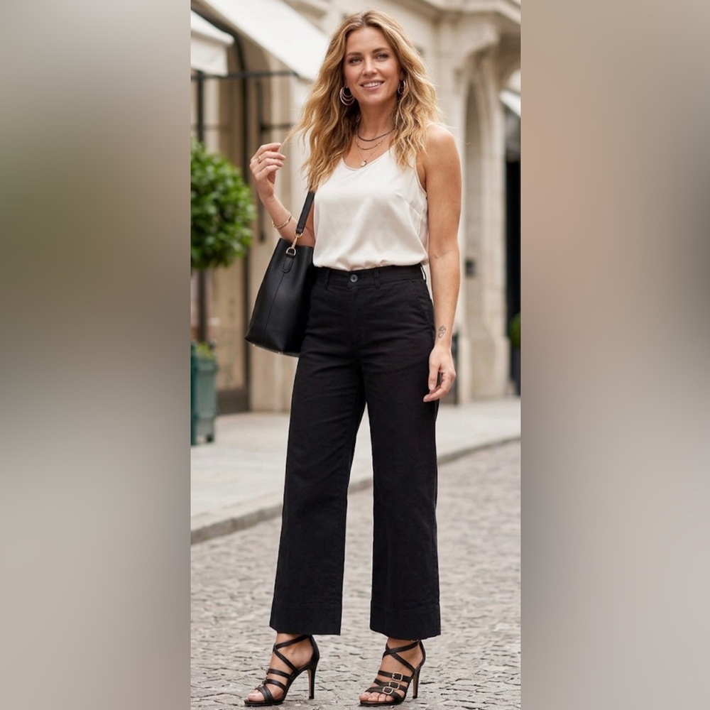 Everlane The Lightweight Wide Leg Crop Black NWT